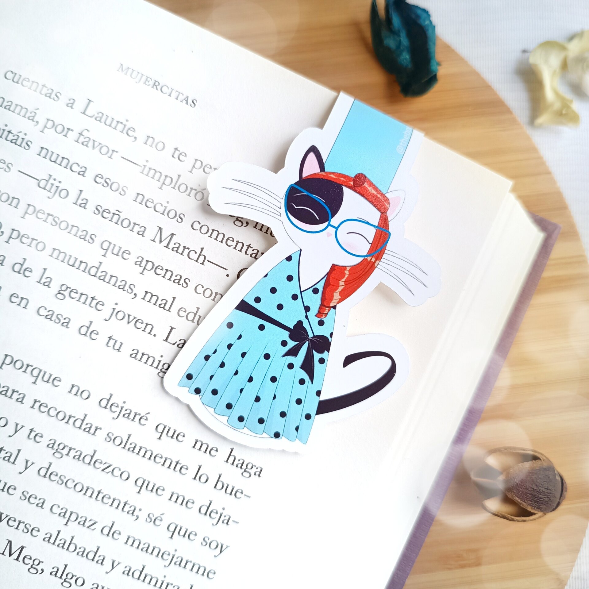 Gatos con pintalabios y lunares - Marcapáginas pin-up con flow retro - 5