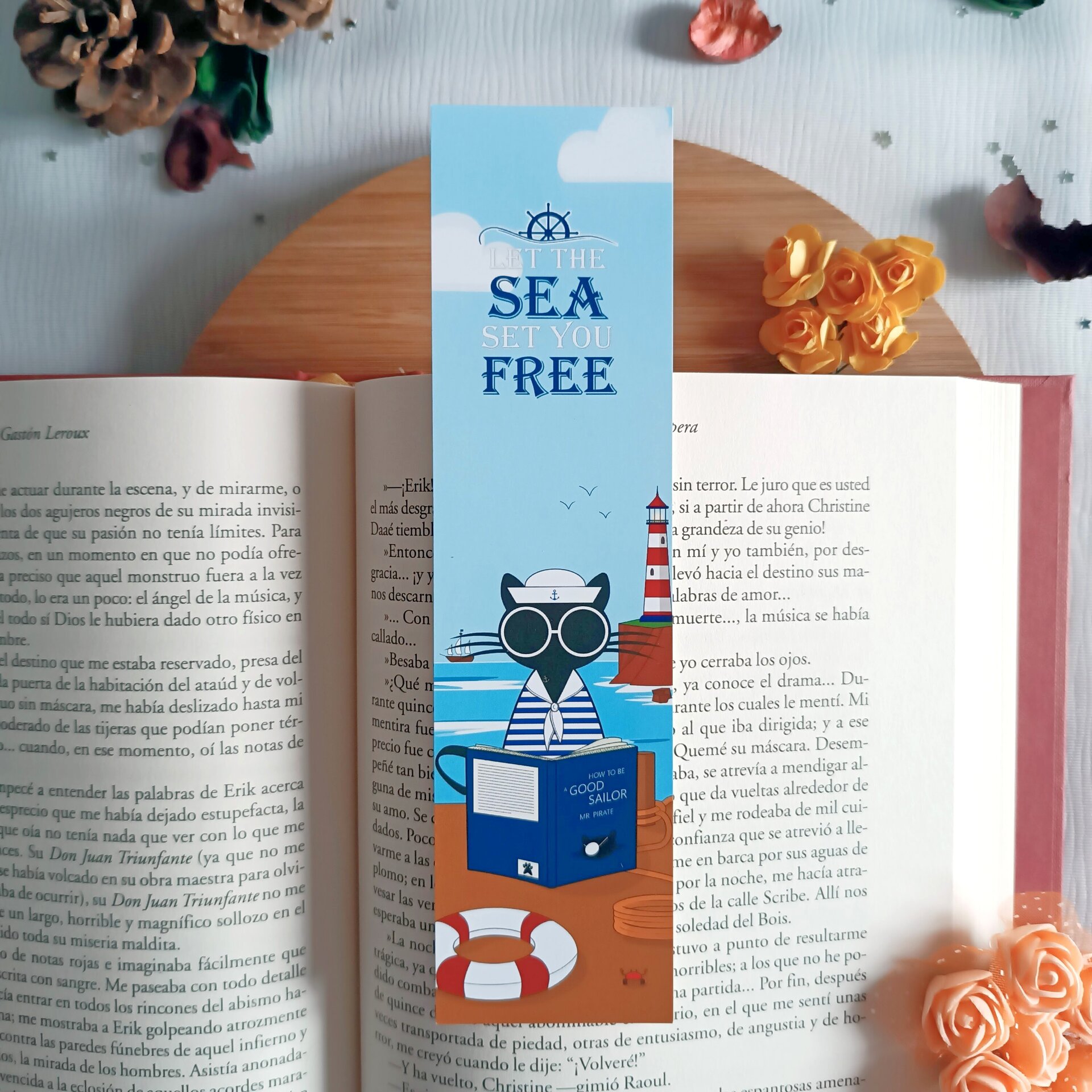 Marcapáginas náutico con gato marinero - Viaja por los mares de la lectura - 2