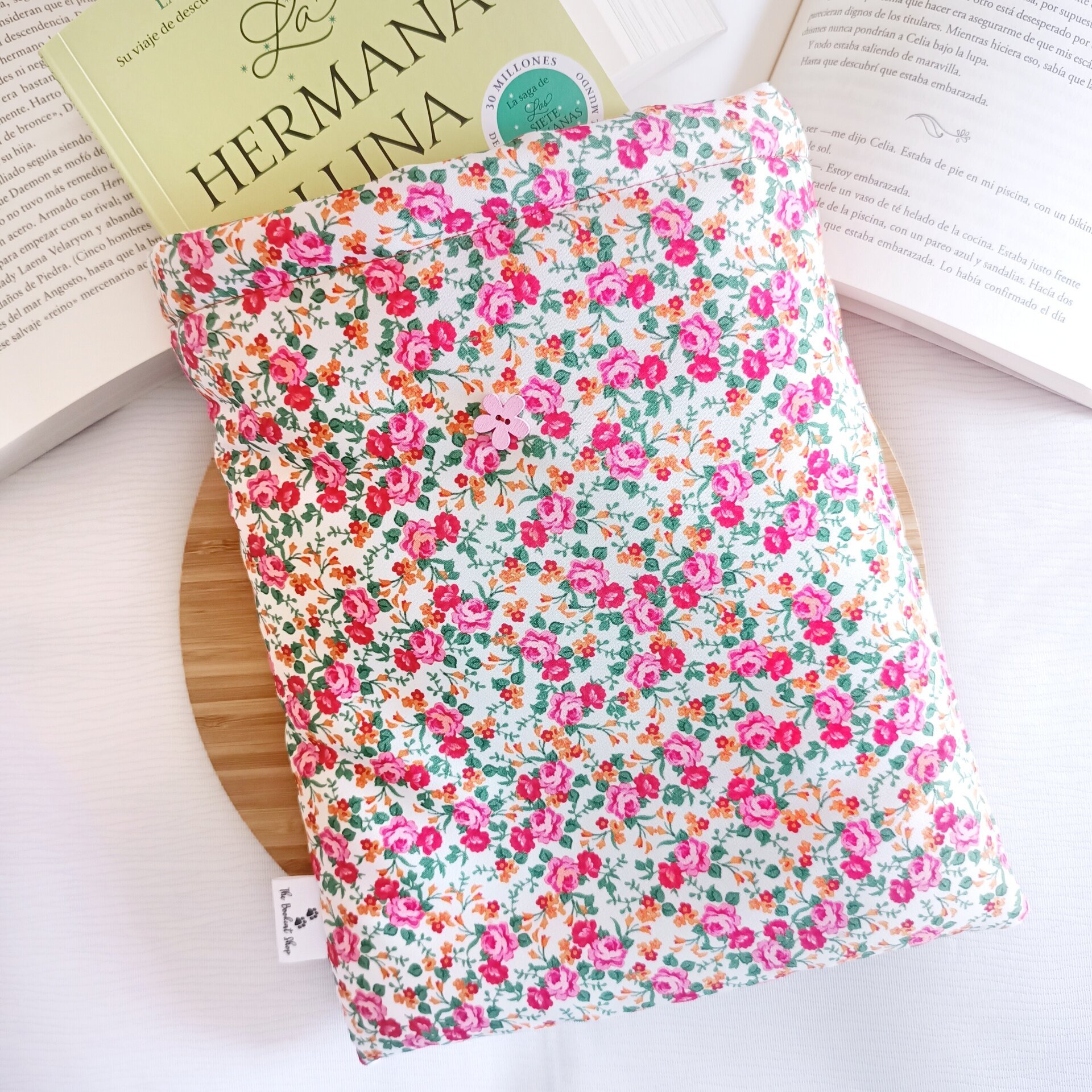 Funda de libro - Diseño floral con pequeñas flores rosas y sutiles - 4