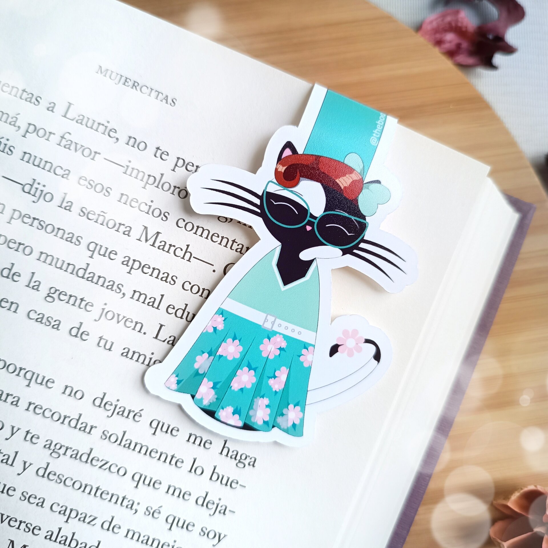 Gatos con pintalabios y lunares - Marcapáginas pin-up con flow retro - 3