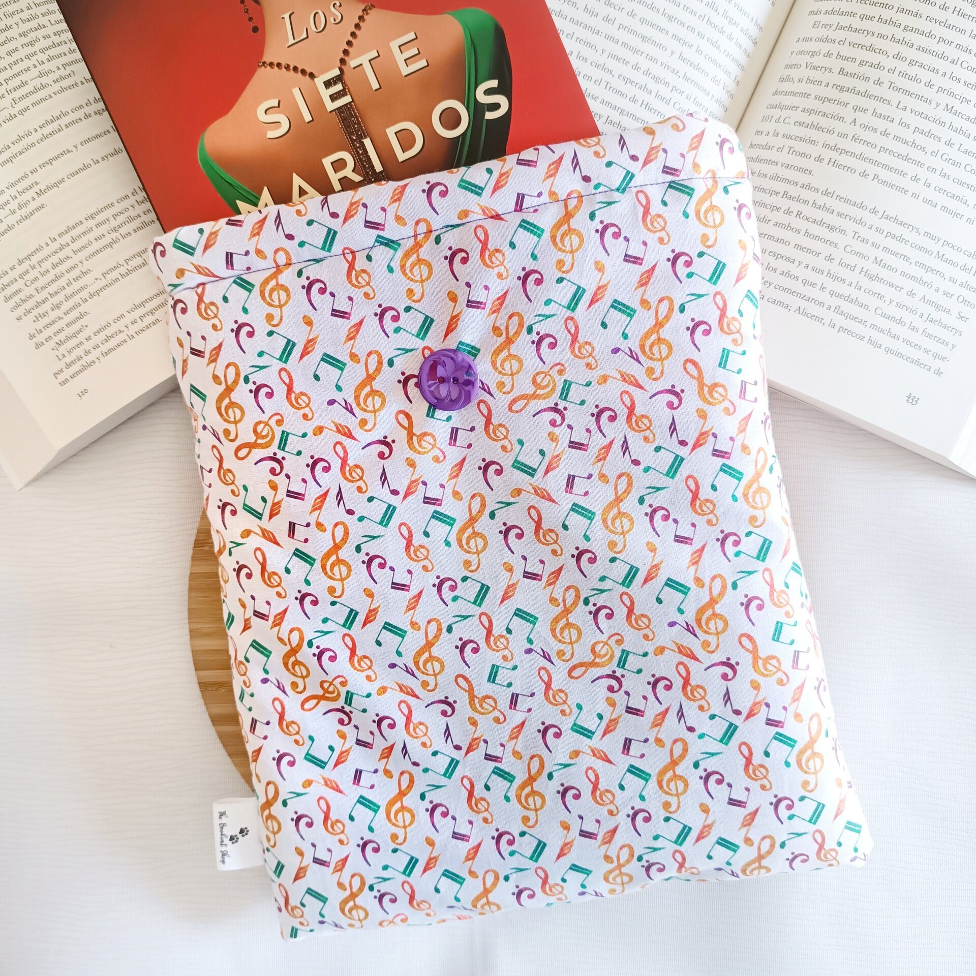 Funda de libro - Estilo musical con clave de sol y notas musicales - 2