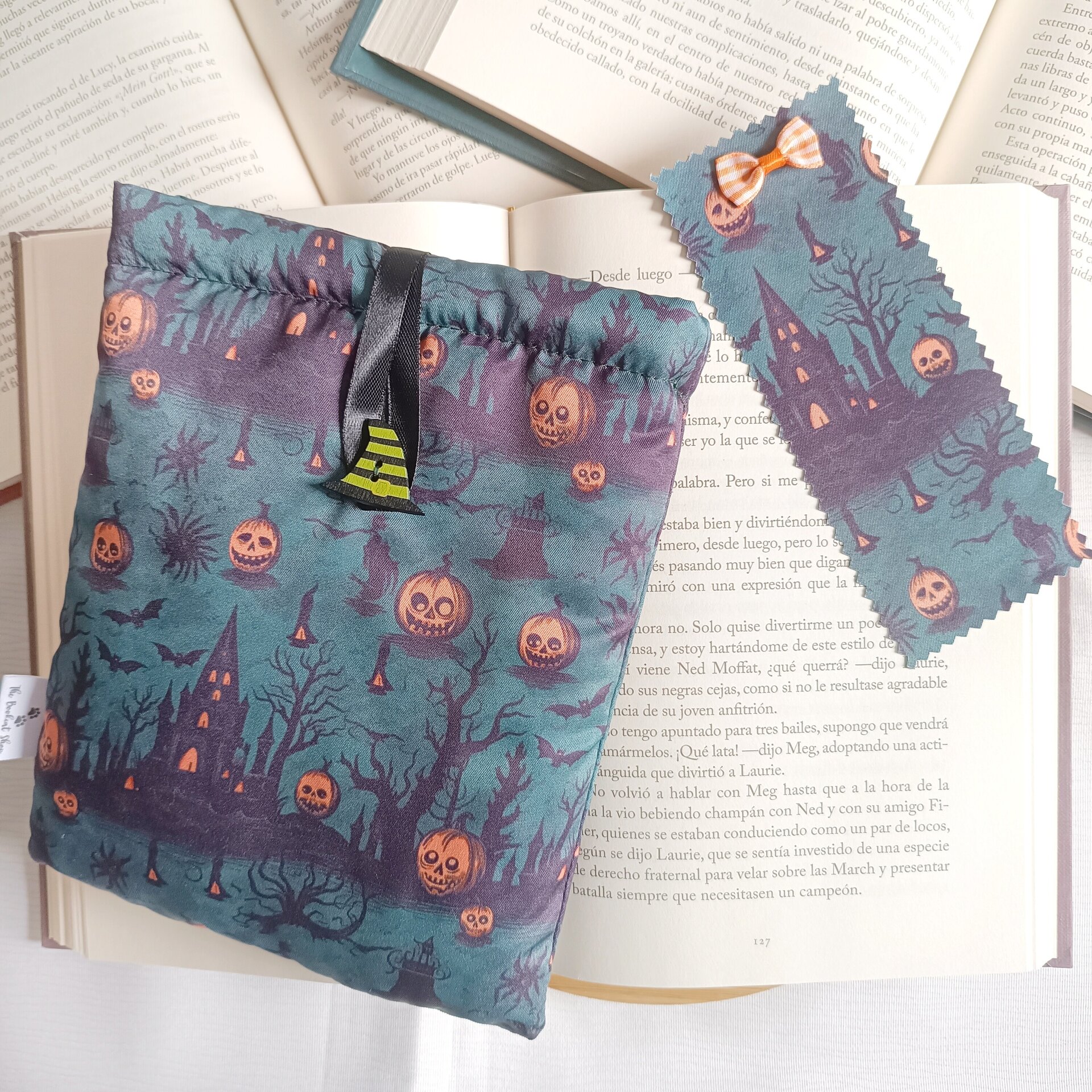 Marcapáginas de tela - Estilo Halloween con calabazas y fantasmas - 2