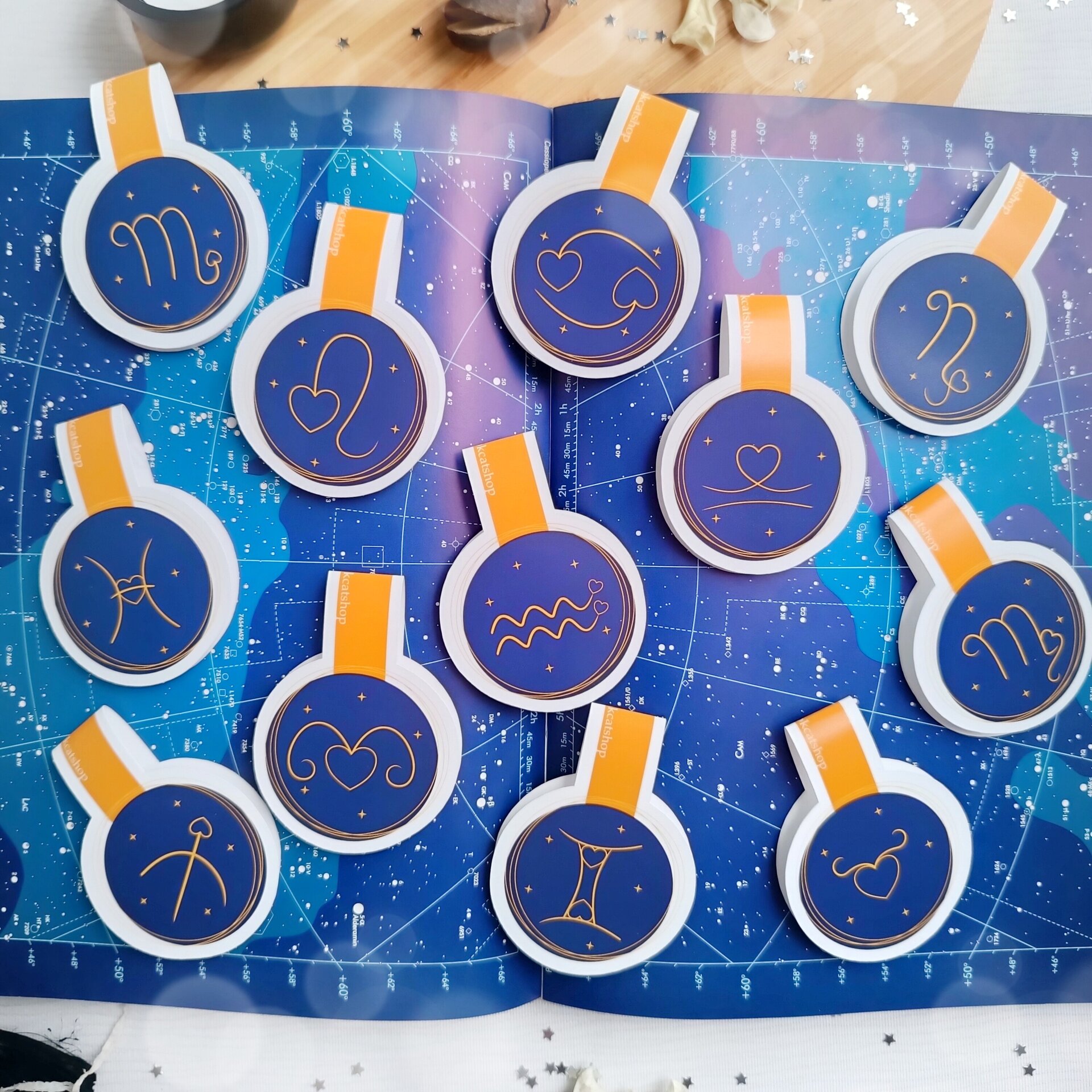 Gatos astrológicos - Marcapáginas magnéticos zodiacales para lectoras místicas - 26